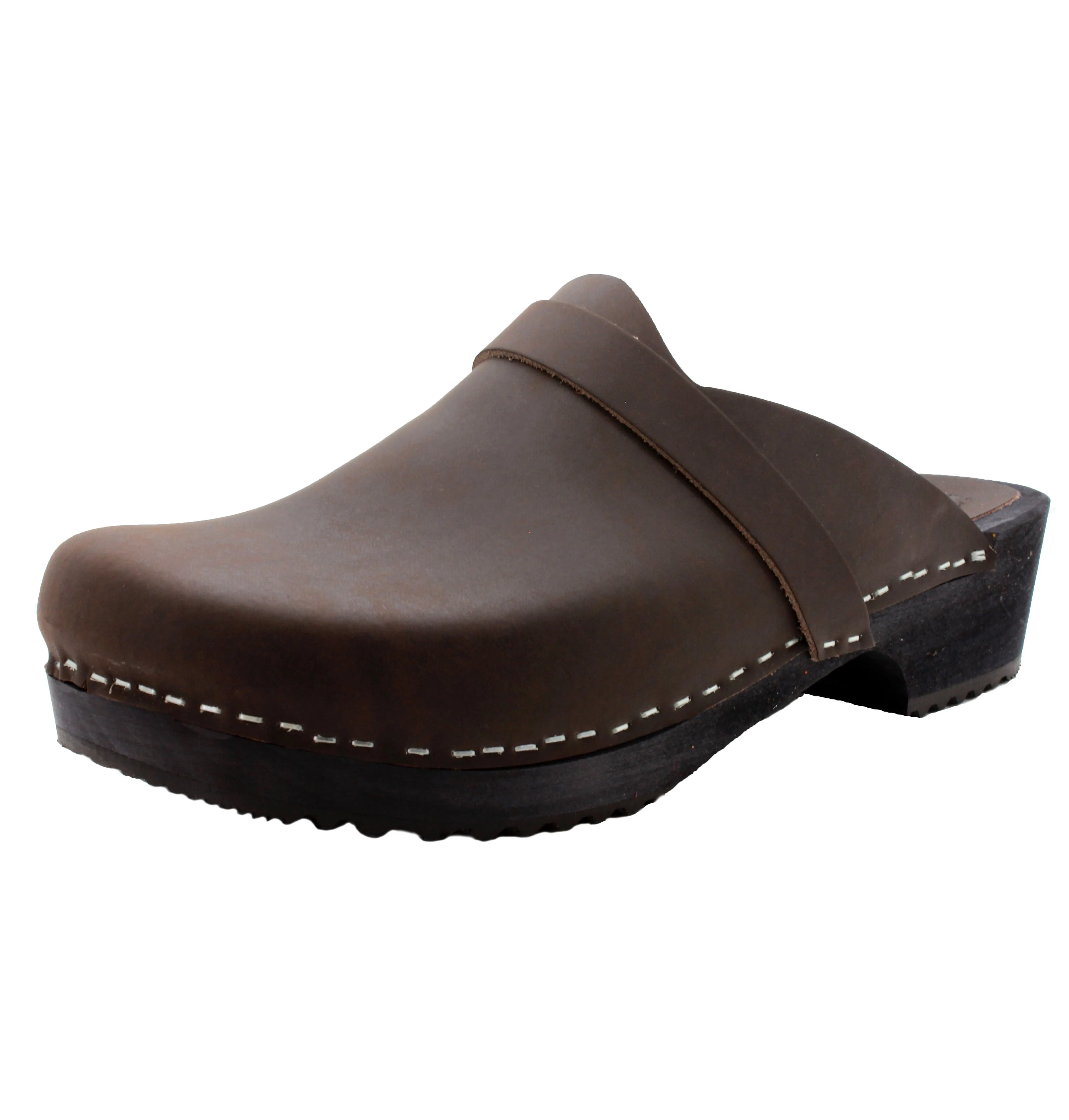 KLÄGN Men's Axel Leather Open Back Wooden Clogs