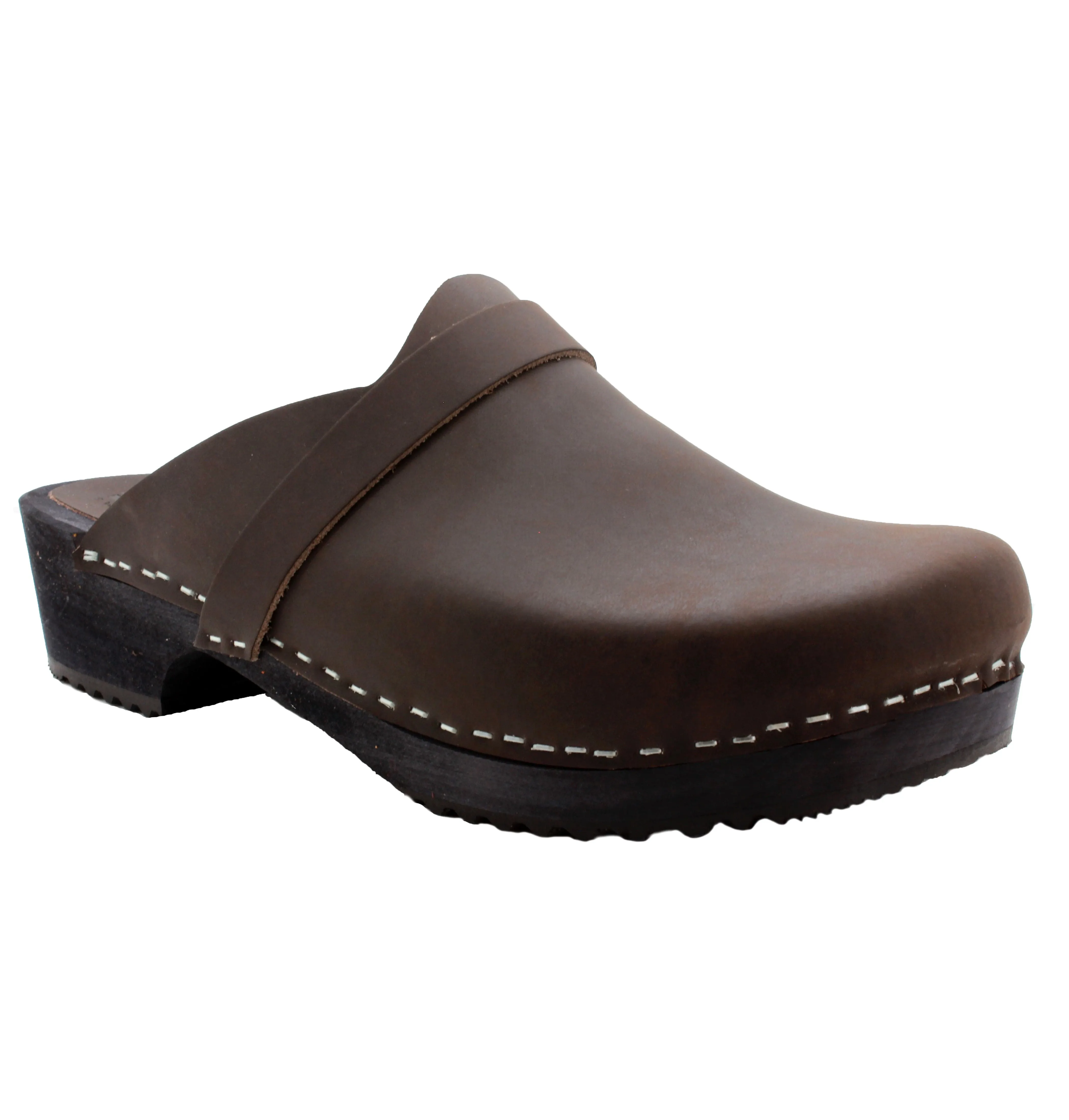 KLÄGN Men's Axel Leather Open Back Wooden Clogs