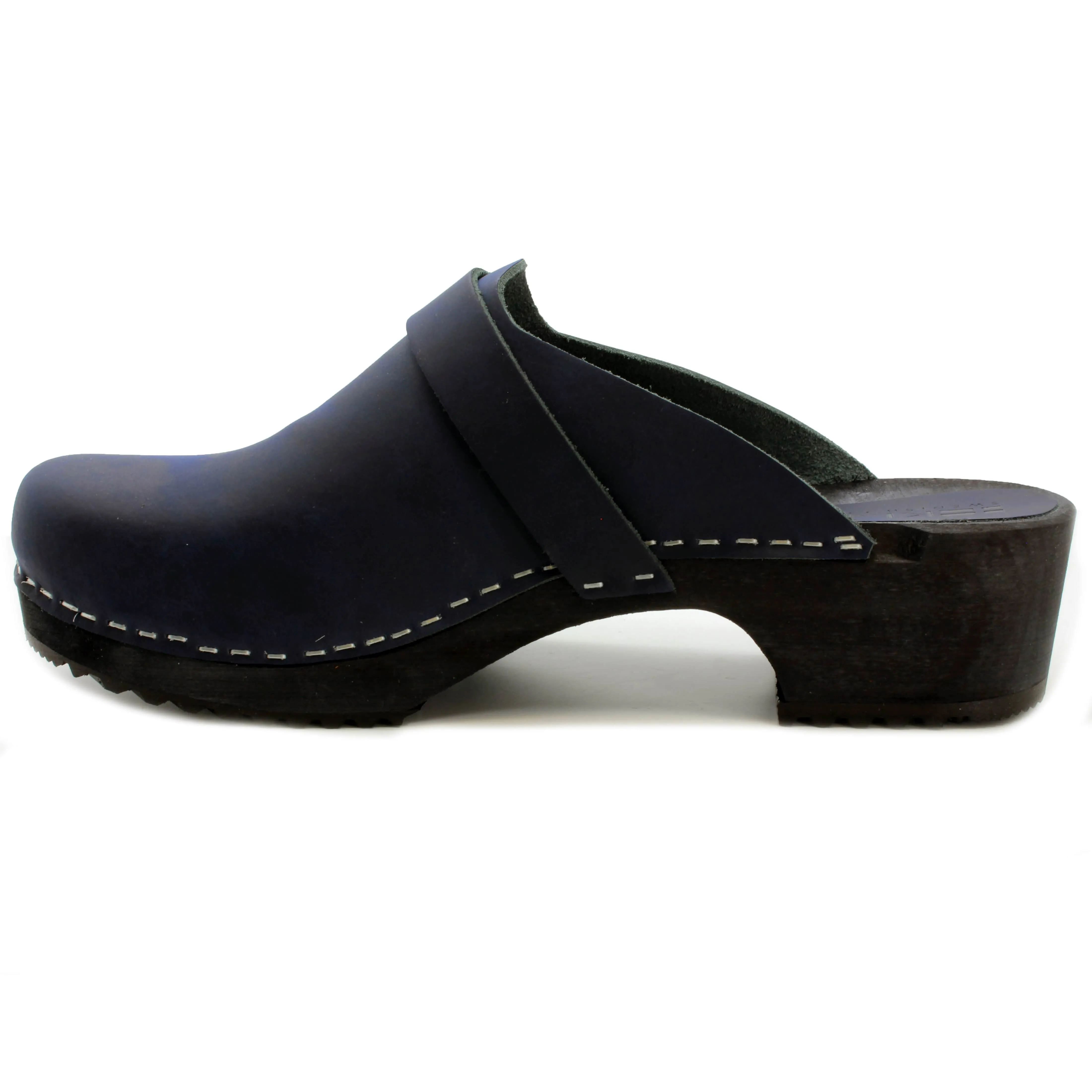 KLÄGN Men's Axel Leather Open Back Wooden Clogs