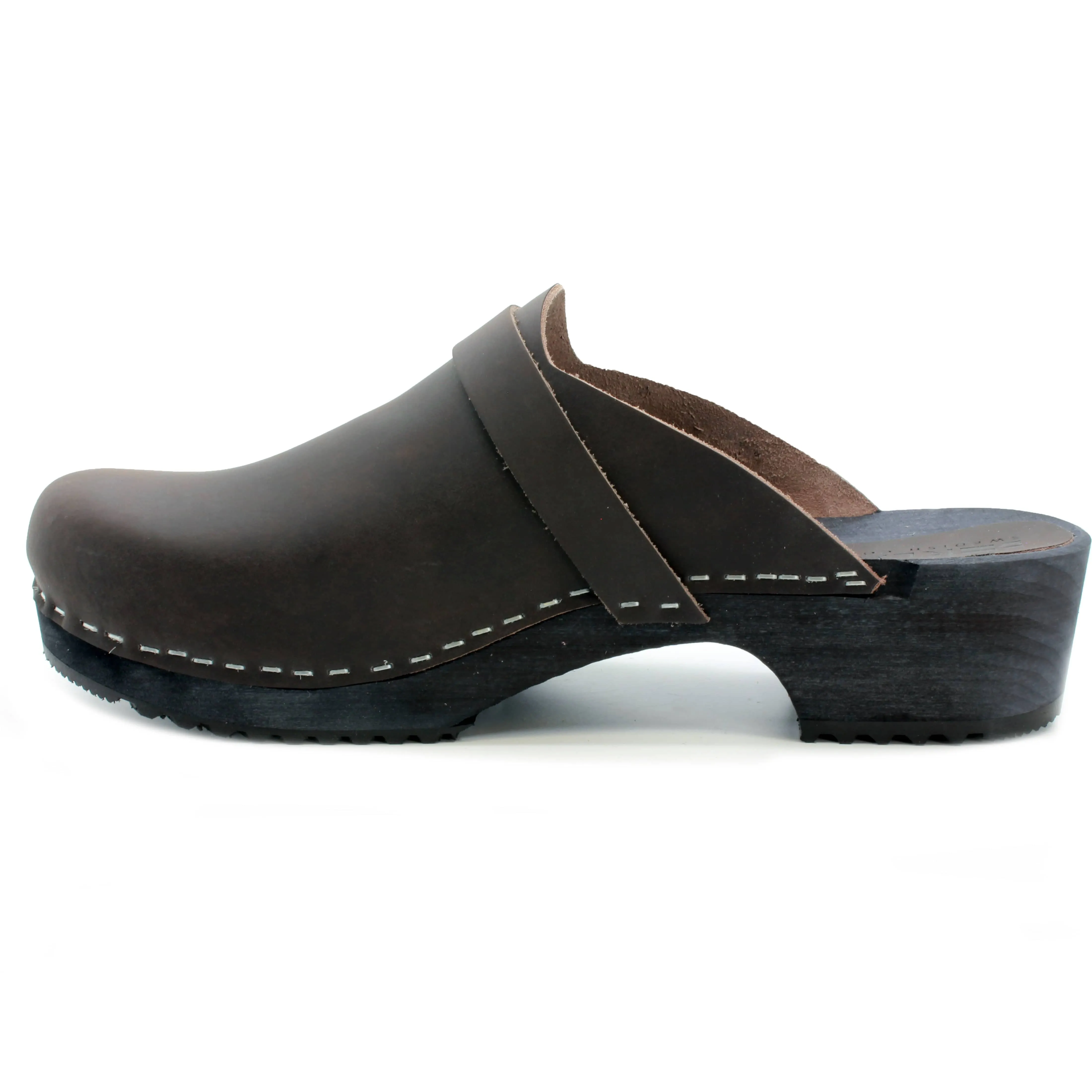 KLÄGN Men's Axel Leather Open Back Wooden Clogs