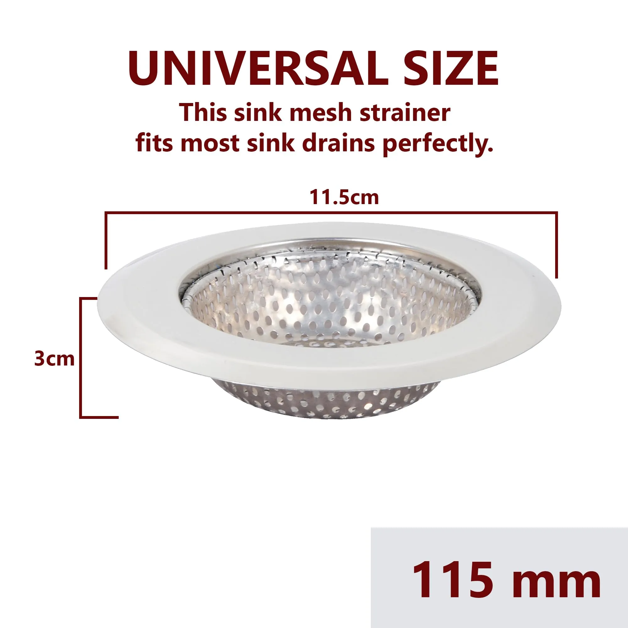 Kuber Industries Sink Strainer | Kitchen Sink Strainer | Sink Drain Strainer | Drain Catcher for Bathroom | Mesh Drain Deep Filter for Kitchen | Sink Round Moti Jali | 115 mm | Silver