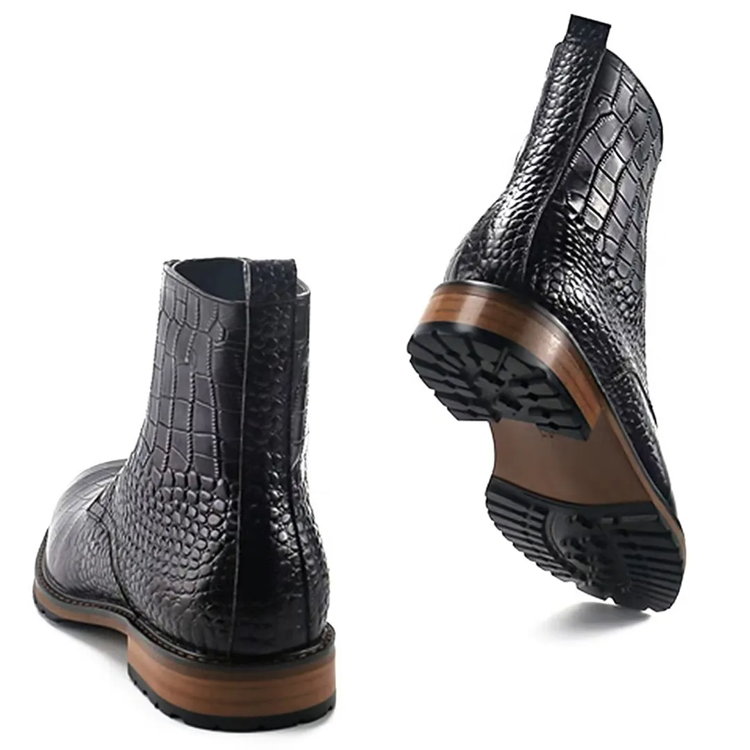 LeatherLux Opulent Genuine Leather Slip-On Ankle Boots 1