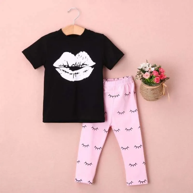 Lip-kiss toddler clothing set