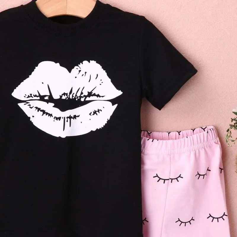 Lip-kiss toddler clothing set