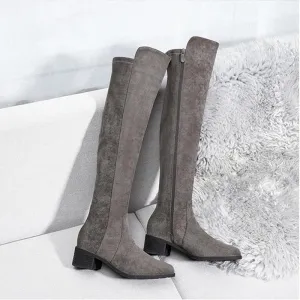 Long Tube Flat Side Zip Boots