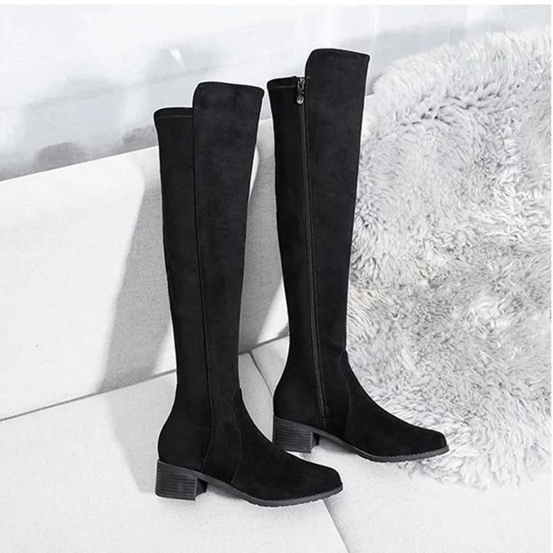 Long Tube Flat Side Zip Boots