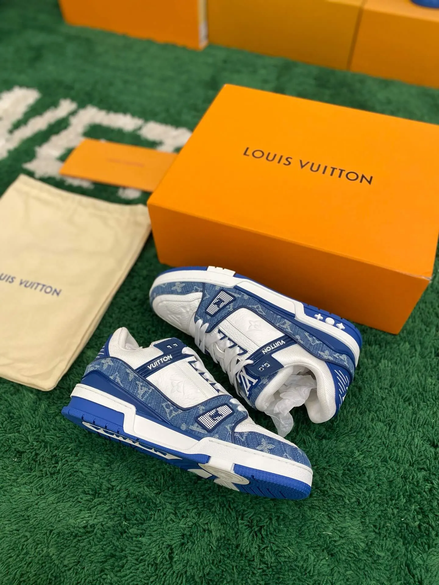 Louis Vuitton Trainer Denim White Sneaker