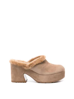 Lyss 55 Fur-Lined Suede Platform Clogs