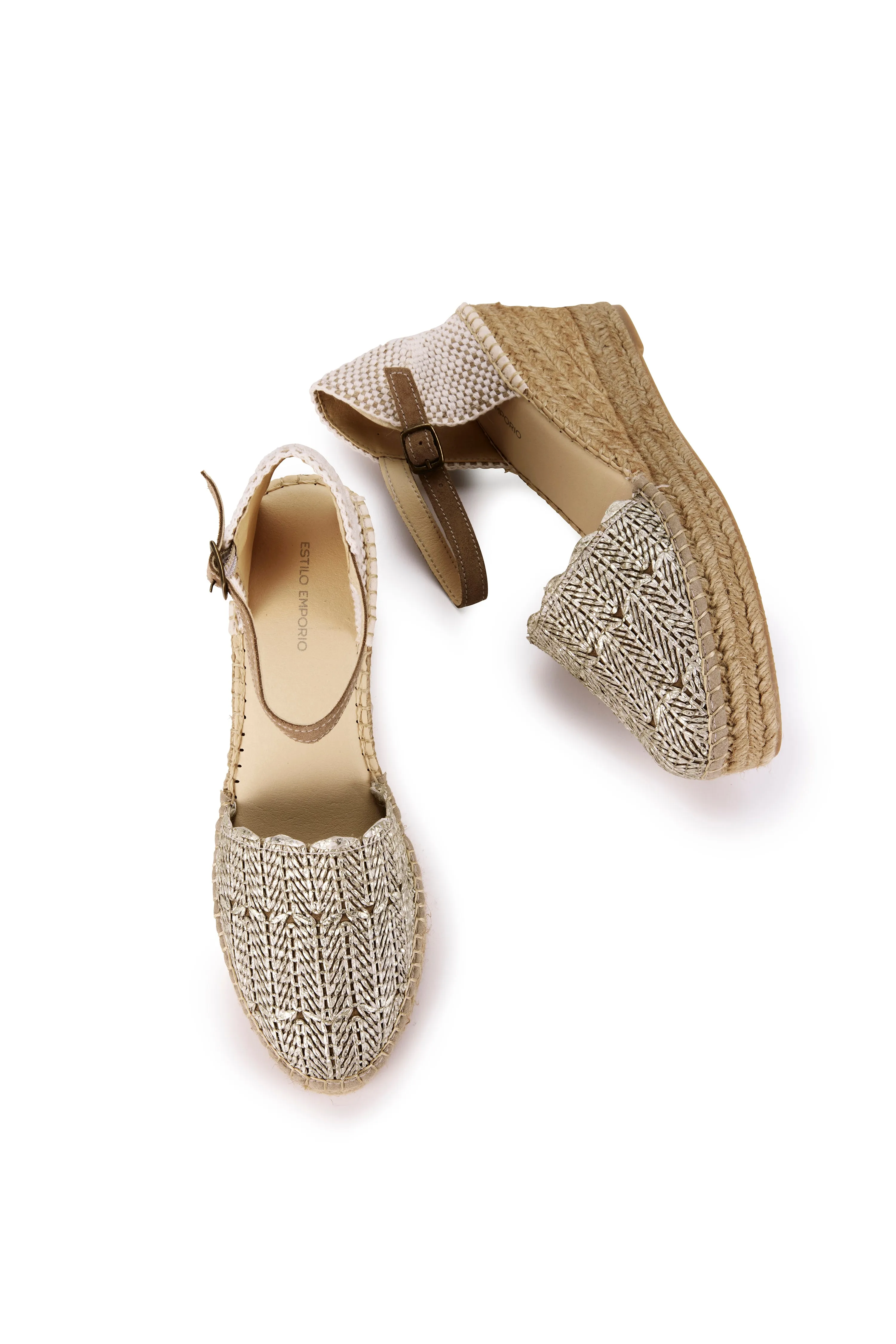 Margarite Espadrille Wedge - Natural Metallic