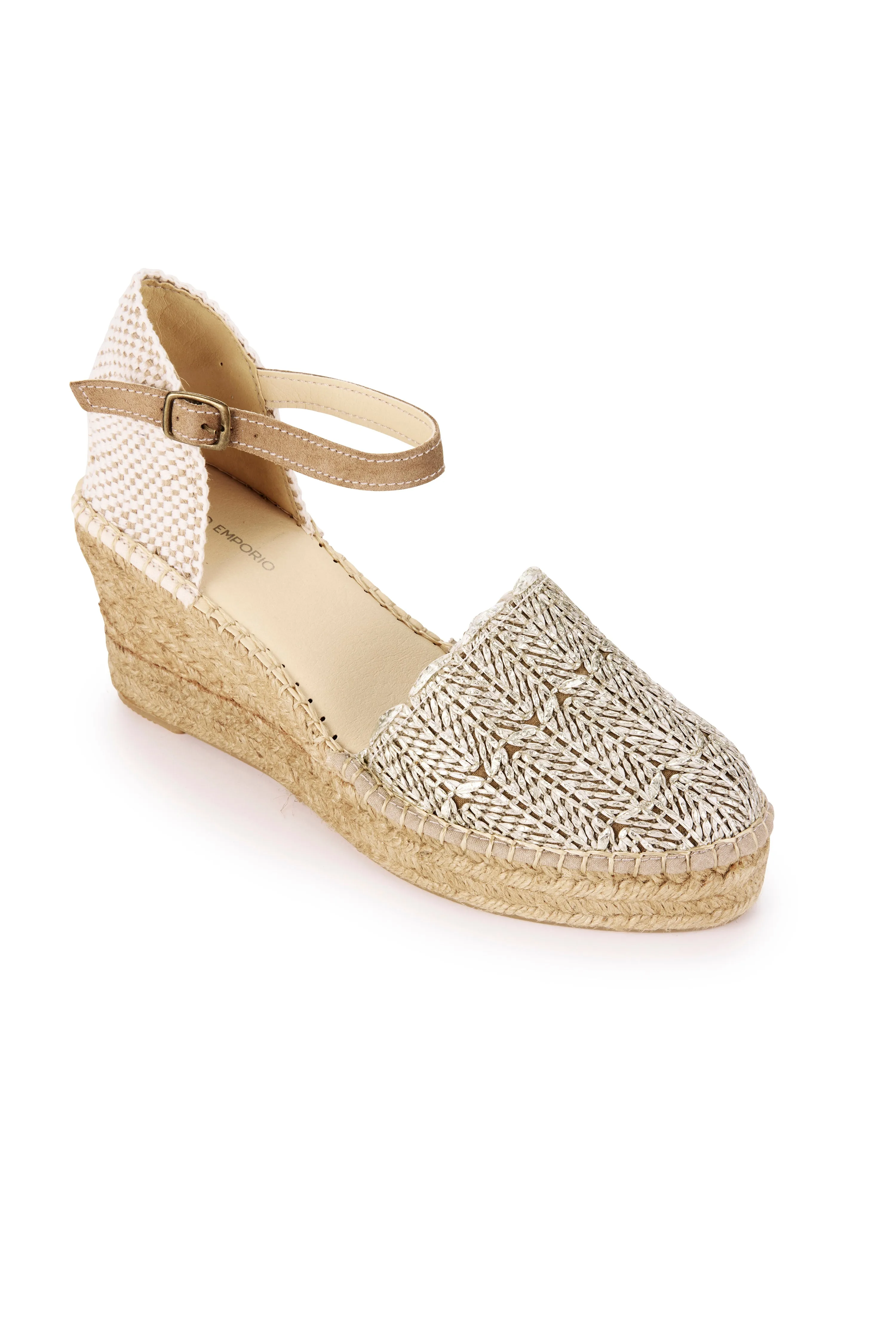 Margarite Espadrille Wedge - Natural Metallic