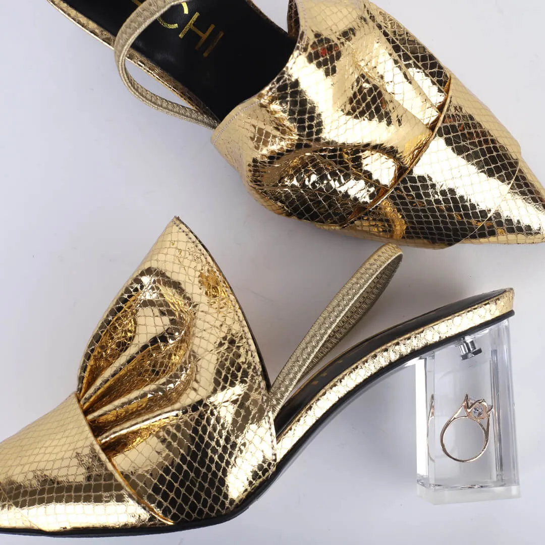 MARRYME - gold slingback heel