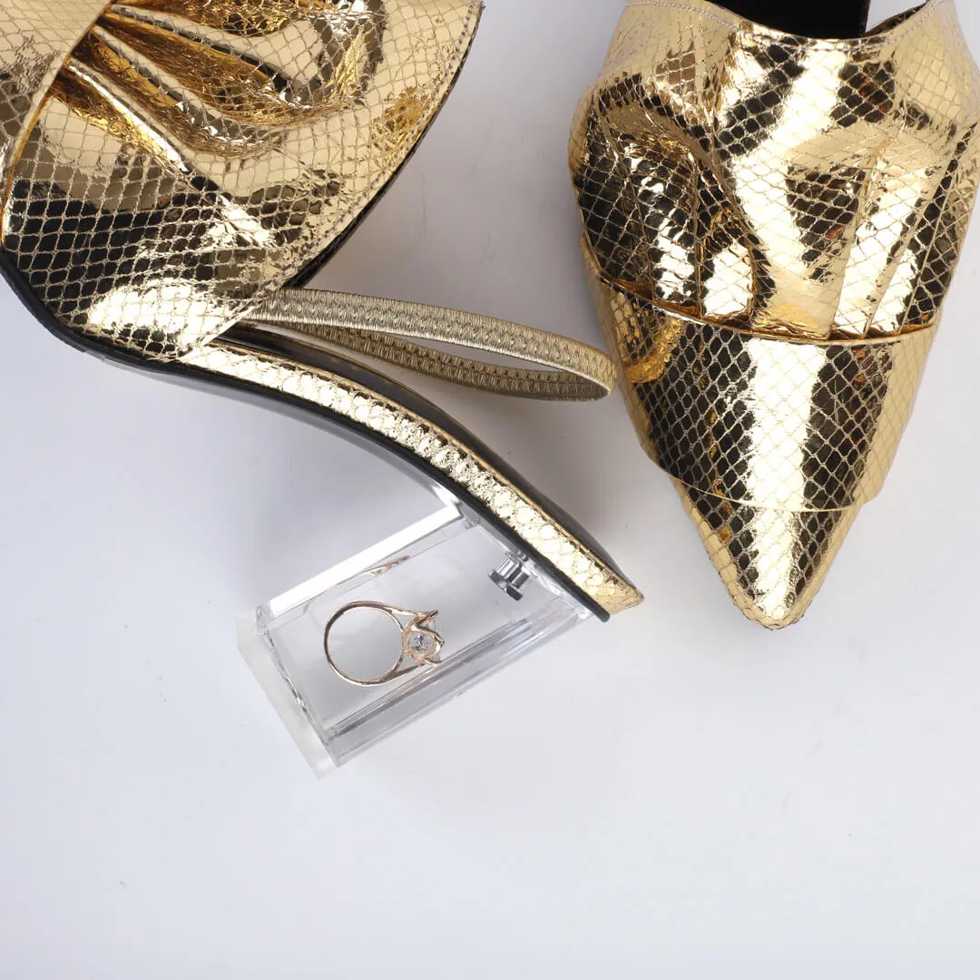 MARRYME - gold slingback heel