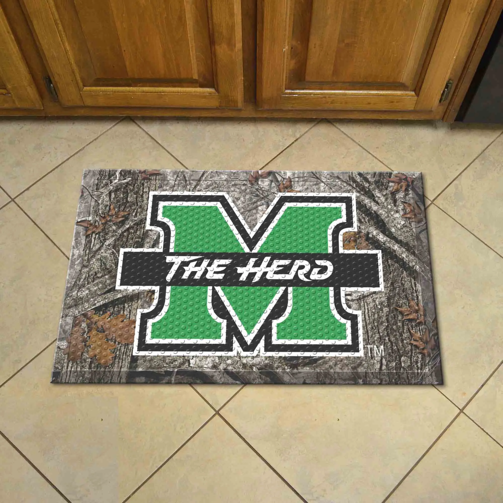 Marshall Thundering Herd Rubber Scraper Door Mat Camo