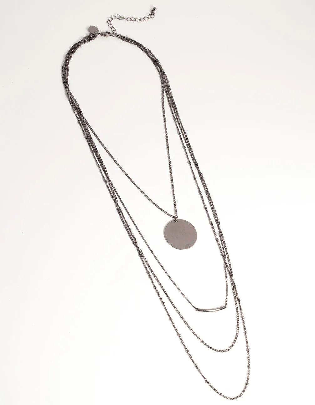 Matte Long Fine Chain 4-Row Necklace