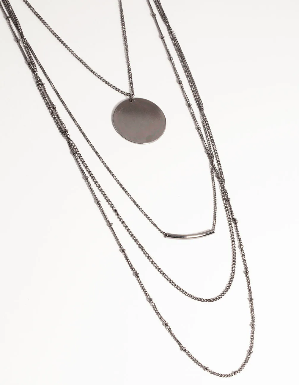 Matte Long Fine Chain 4-Row Necklace