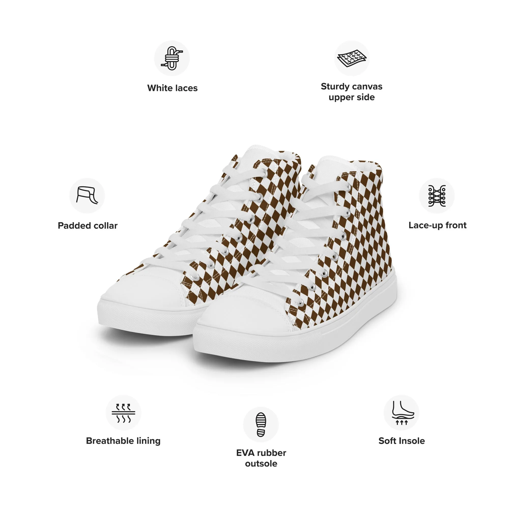 Men’s high top canvas sneaker with design pattern - Aiden