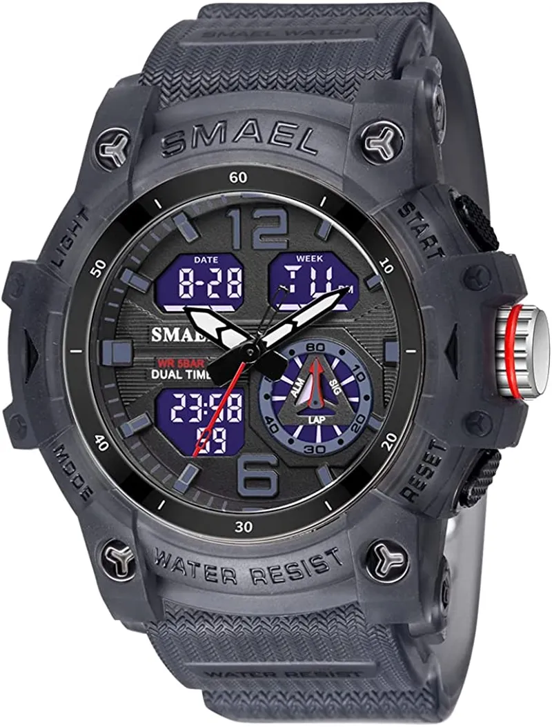 Men's LED Analog Sports Watch with Multiple Displays