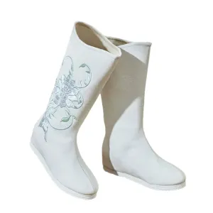 Merendy Ready White  Floral embroidered cowboy boots