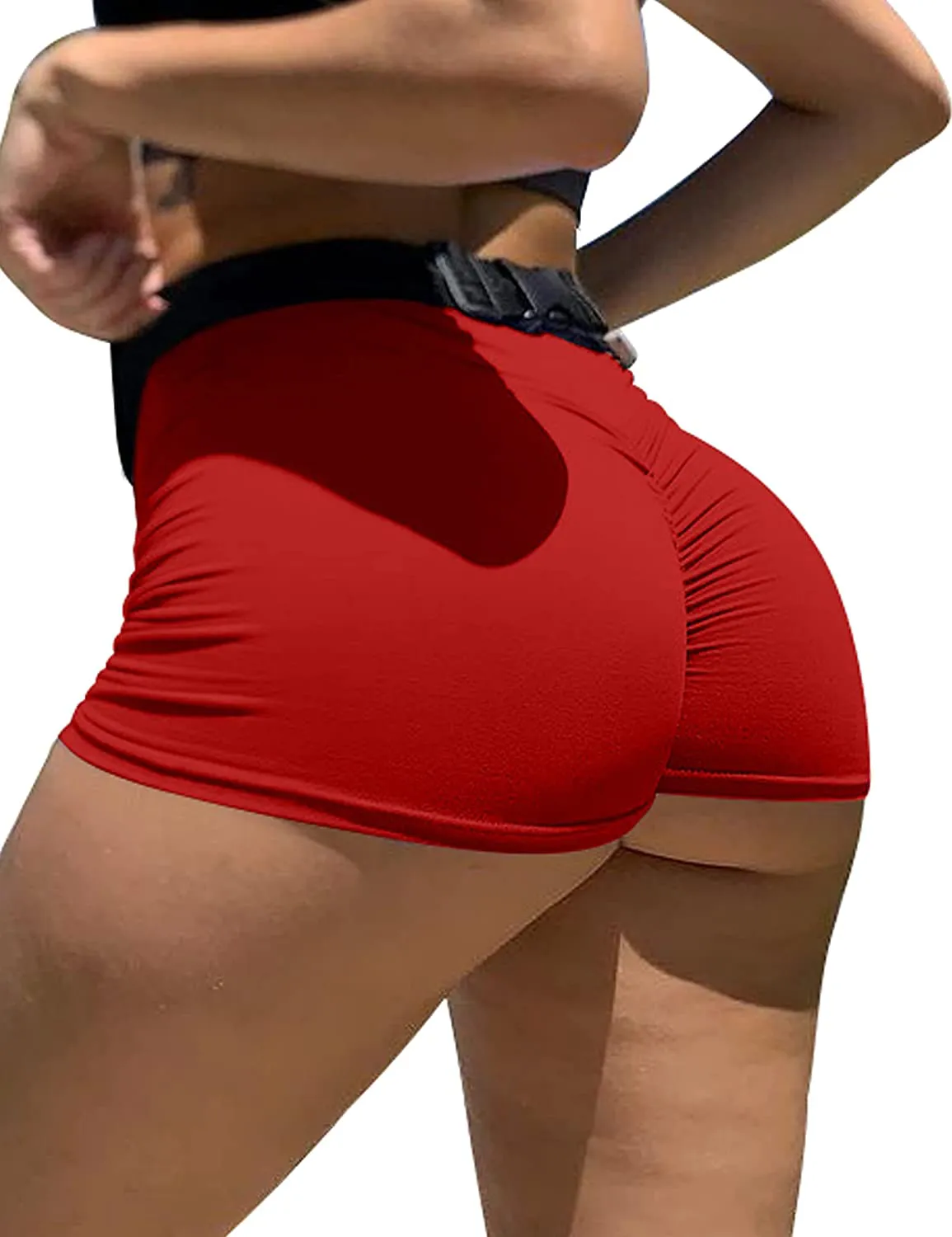 Mizoci Women's Sexy Gym Biker Booty Shorts High Waisted Ruched Workout Shorts