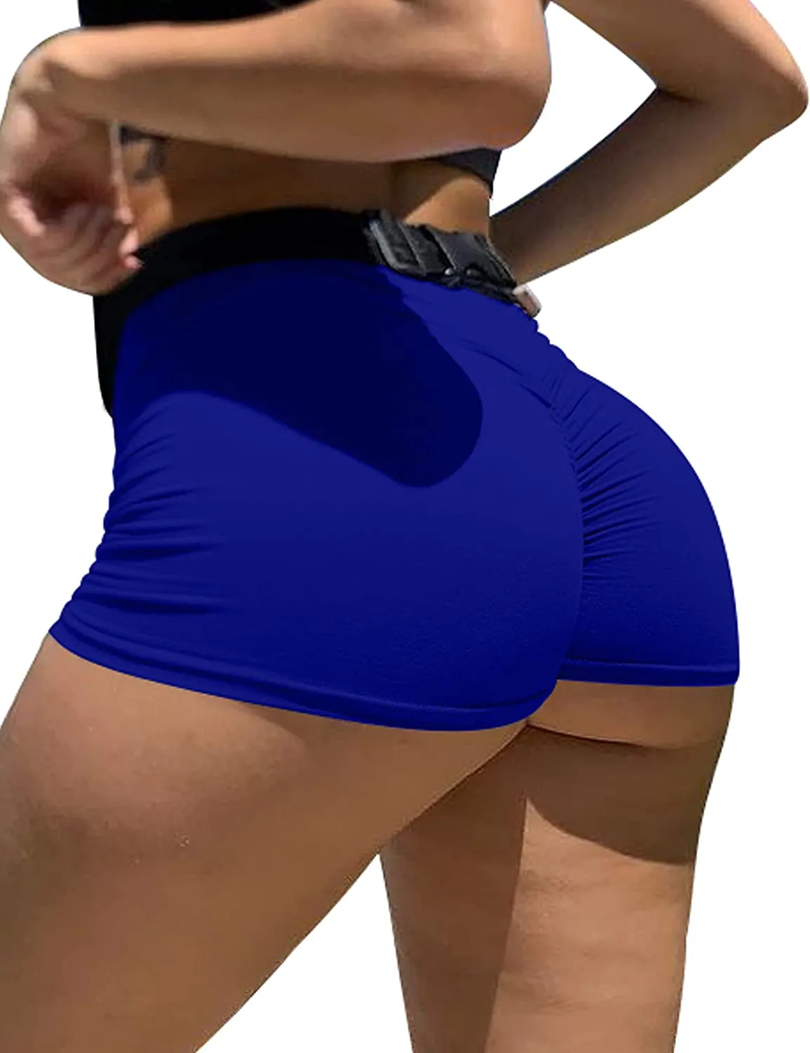 Mizoci Women's Sexy Gym Biker Booty Shorts High Waisted Ruched Workout Shorts