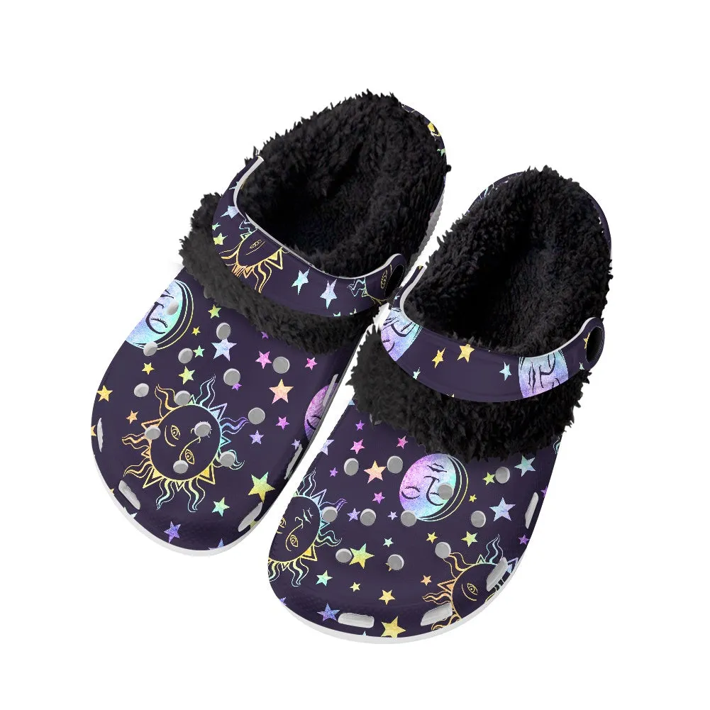 Moon Phase Gothic Fuzzy Clogs