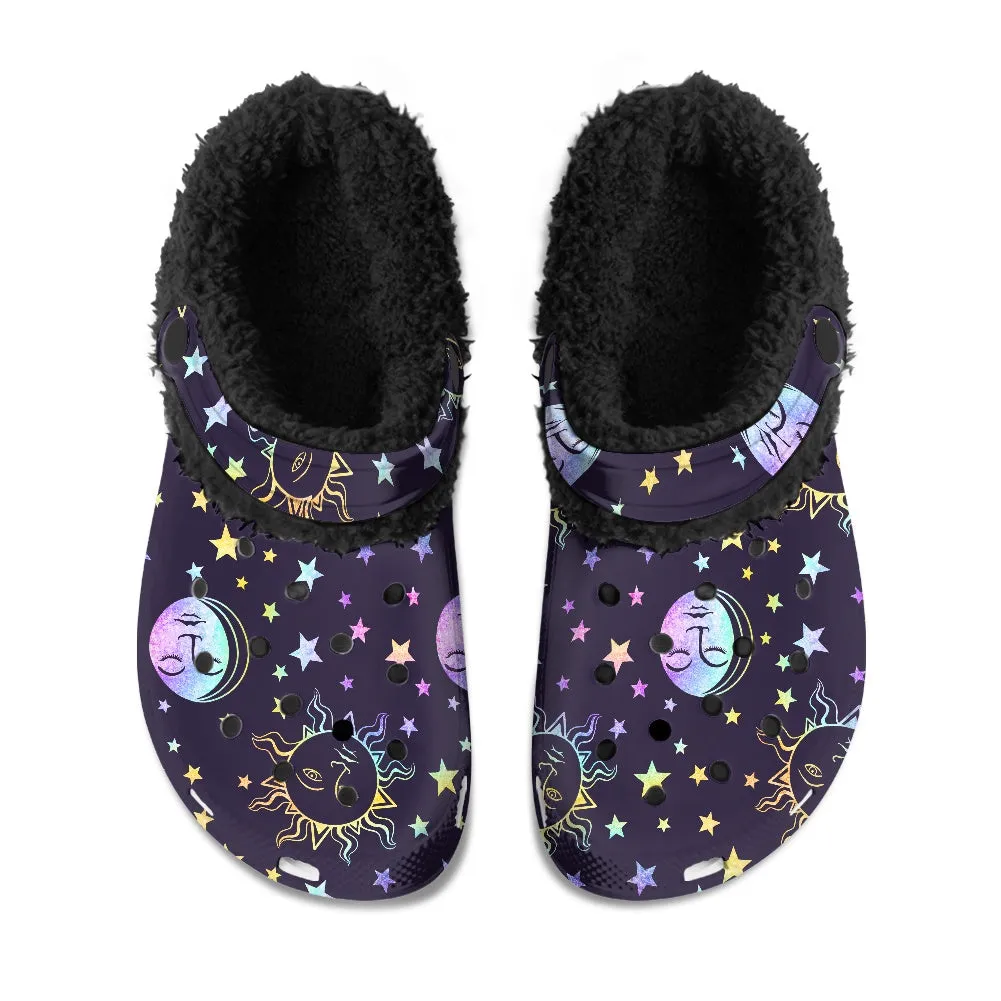 Moon Phase Gothic Fuzzy Clogs