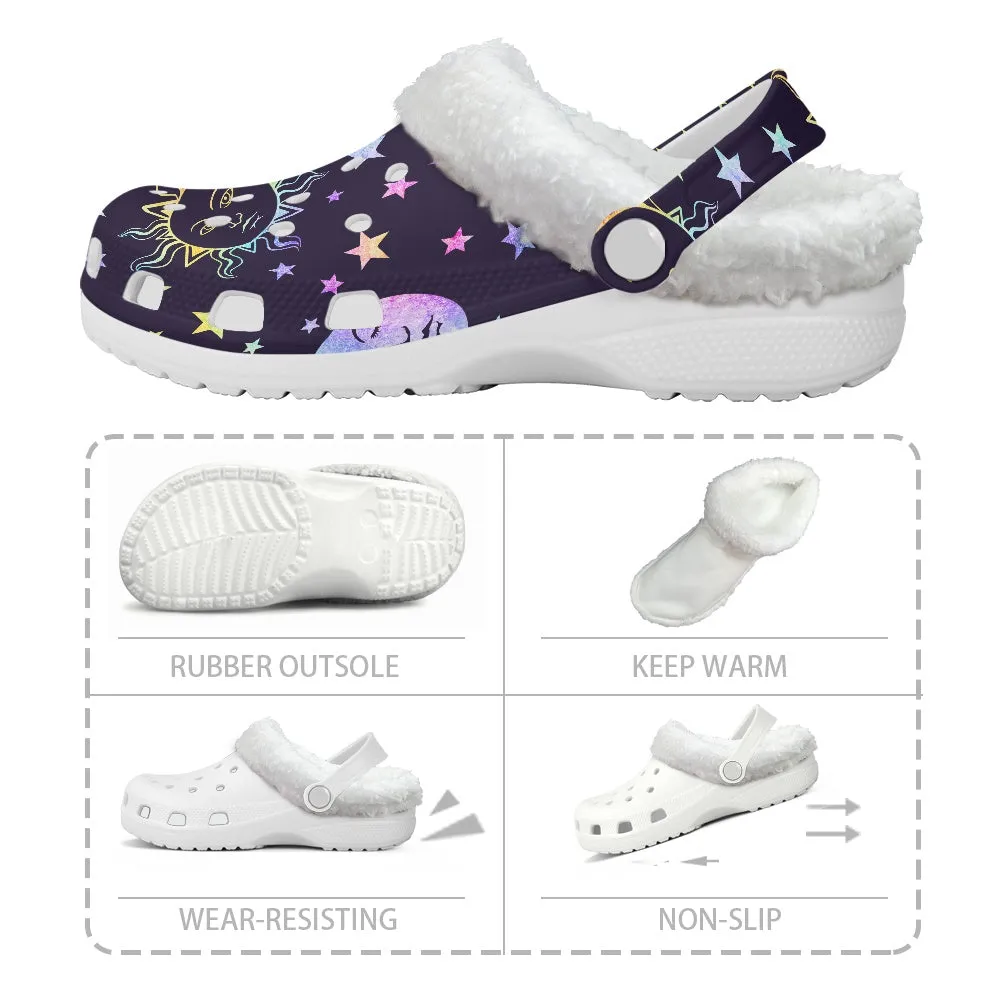 Moon Phase Gothic Fuzzy Clogs