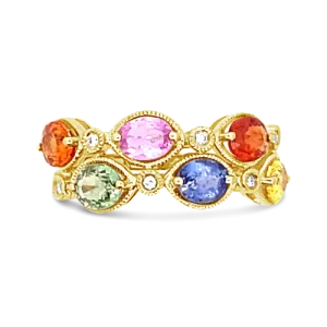 Multi-color Sapphire & Diamond Ring