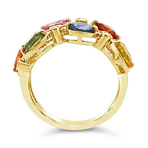 Multi-color Sapphire & Diamond Ring