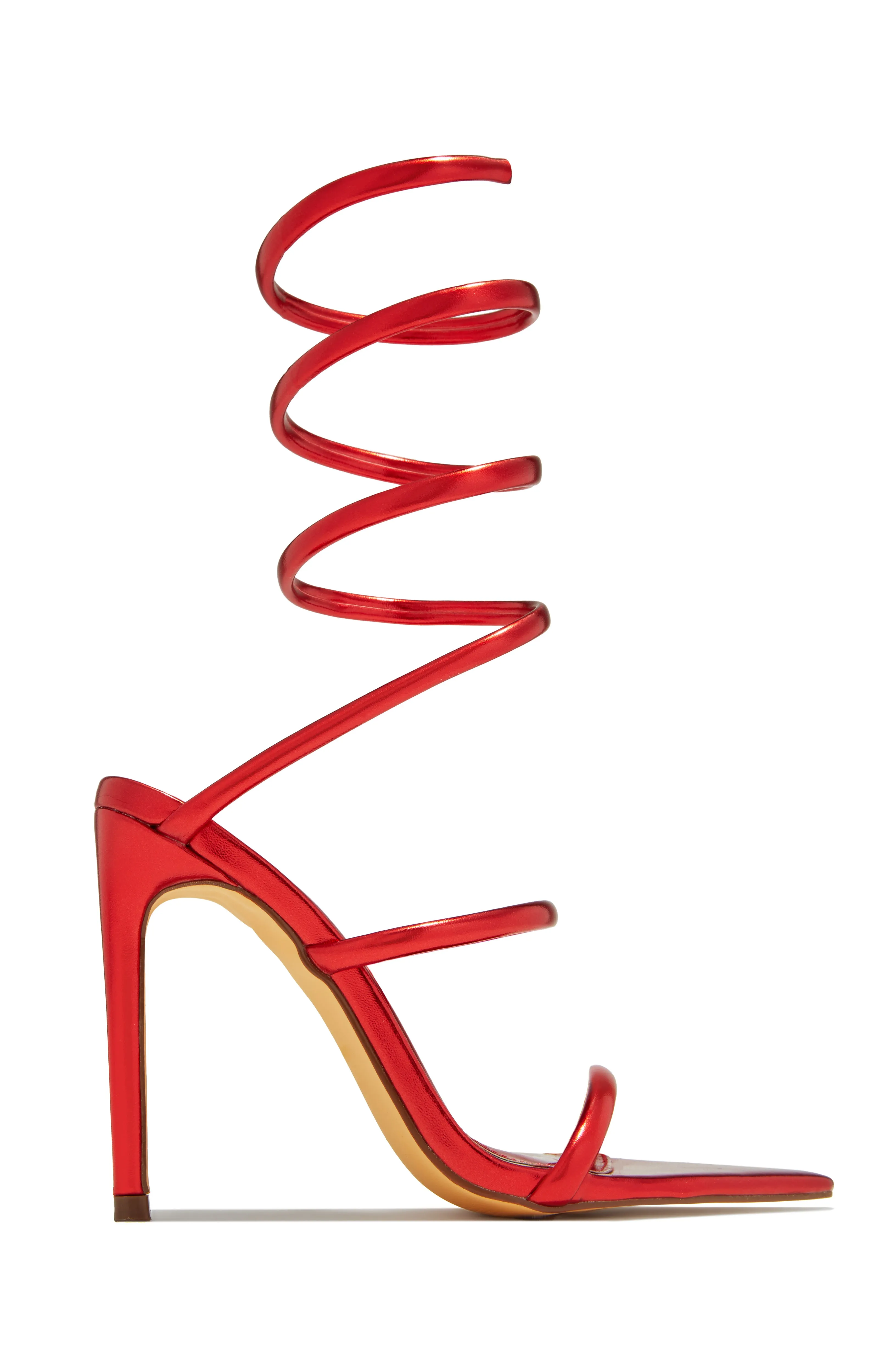 Nathalie Around The Ankle Coil High Heels - Red