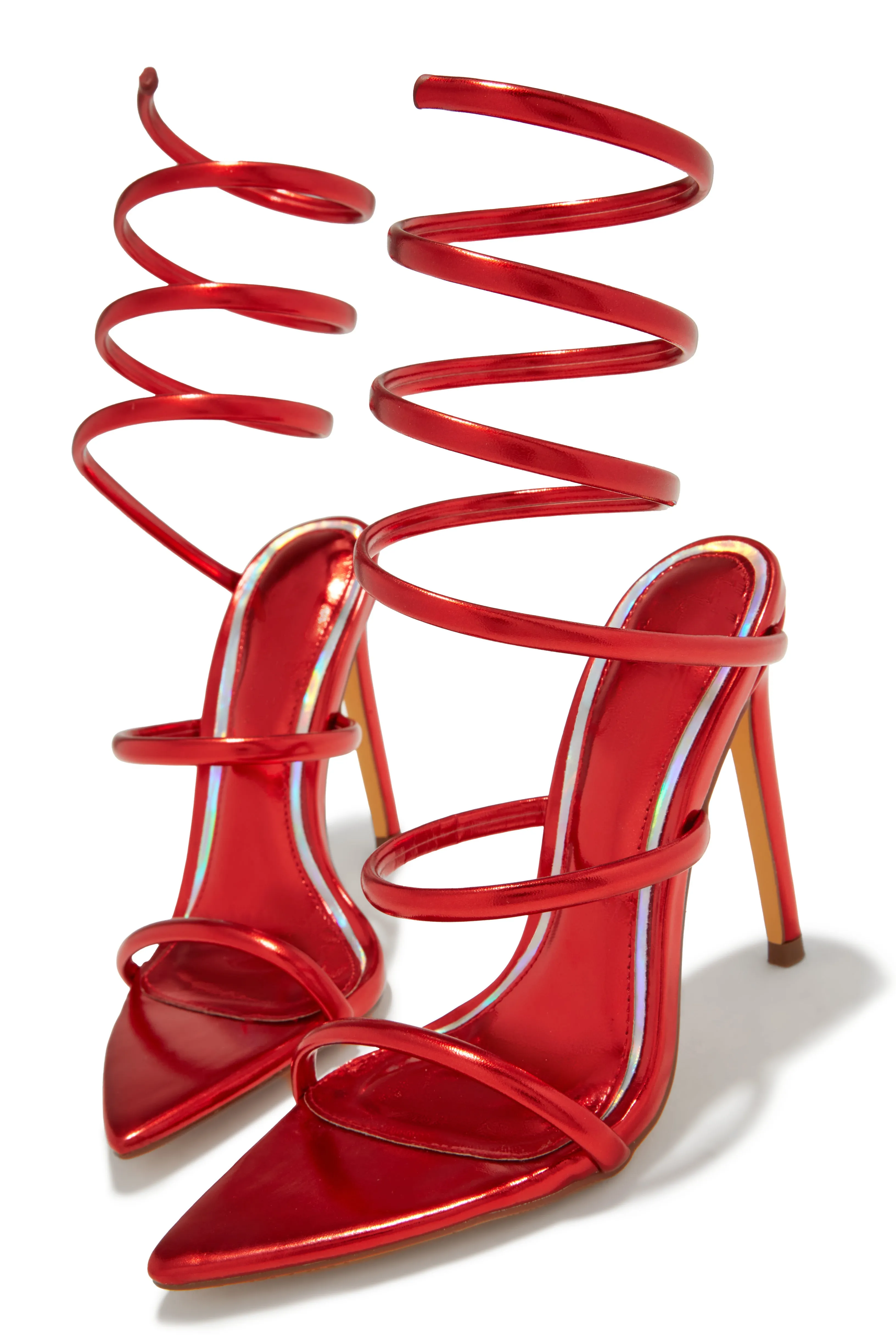 Nathalie Around The Ankle Coil High Heels - Red