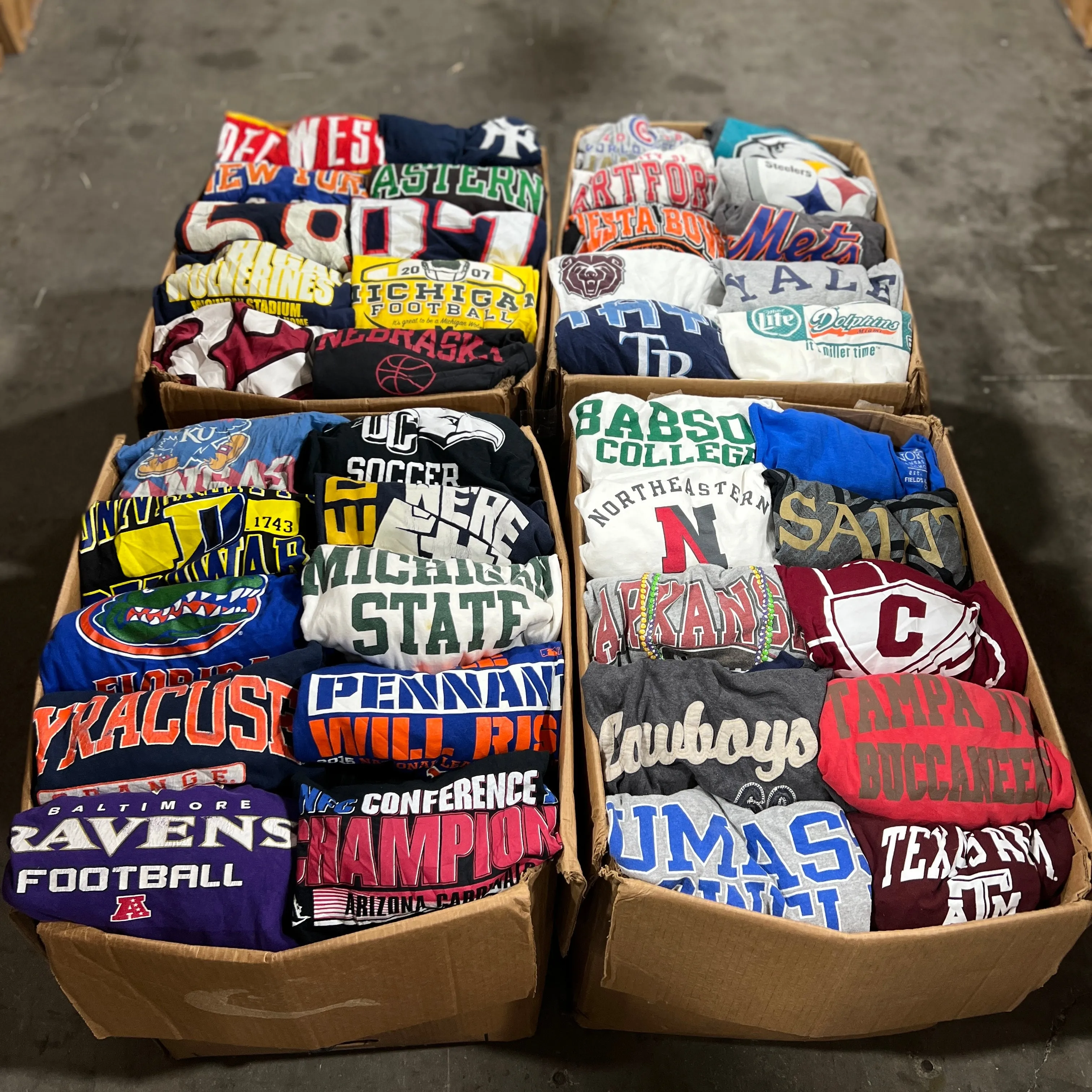 NBA, NFL, MLB, and NHL & College Long Sleeve T-Shirts Bale