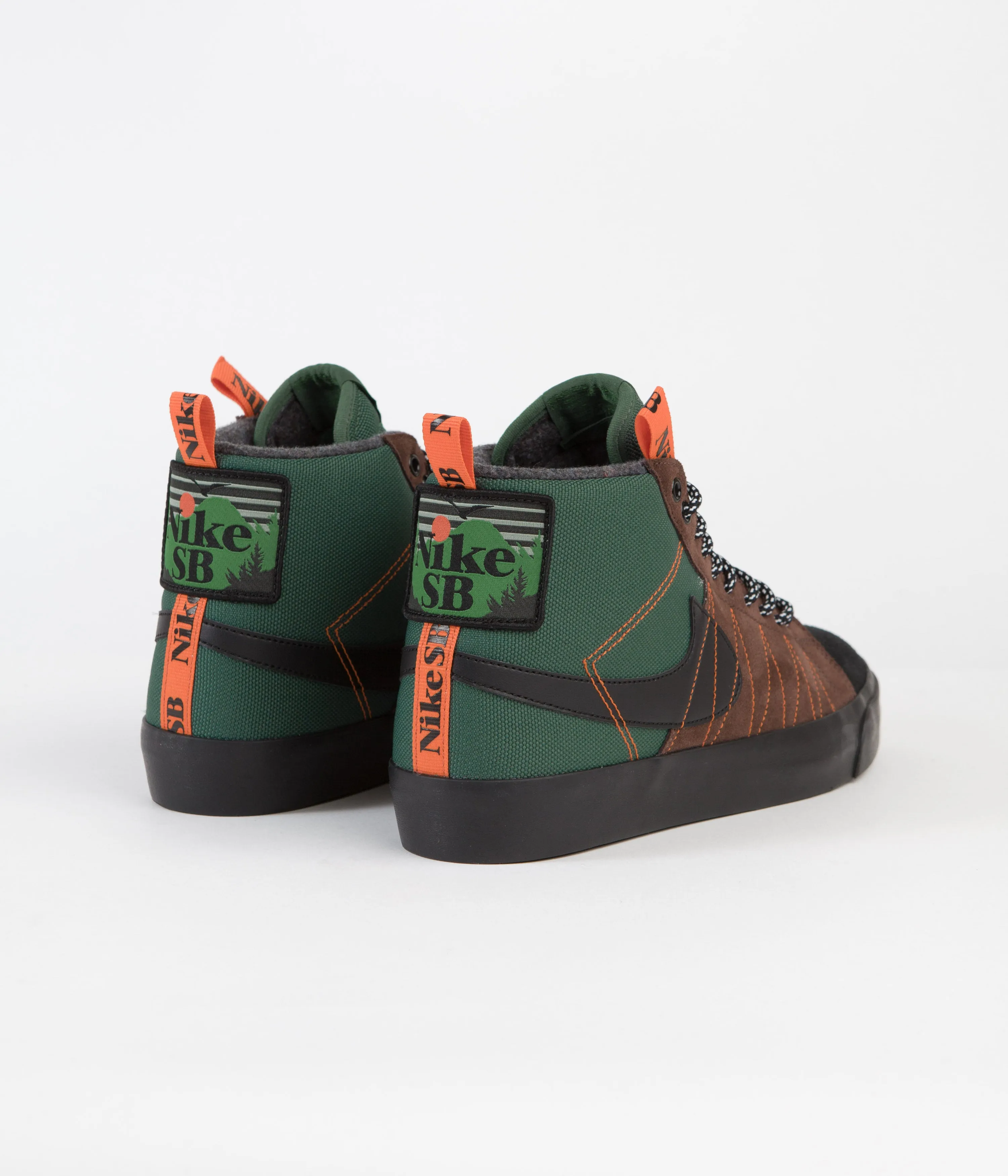 Nike SB Blazer Mid Premium Shoes - Noble Green / Black - White - Safety Orange