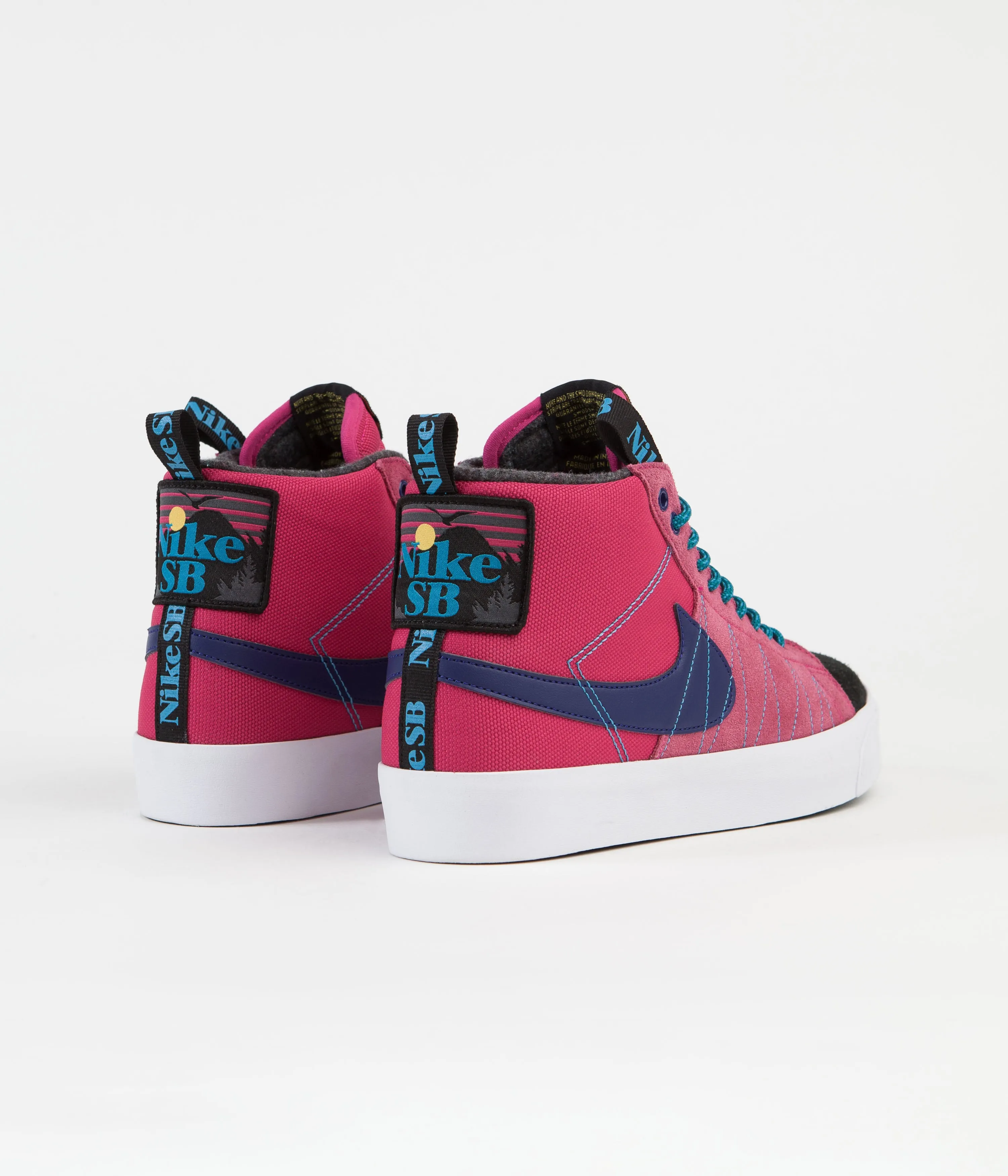 Nike SB Blazer Mid Premium Shoes - Rush Pink / Deep Royal Blue - Laser Blue