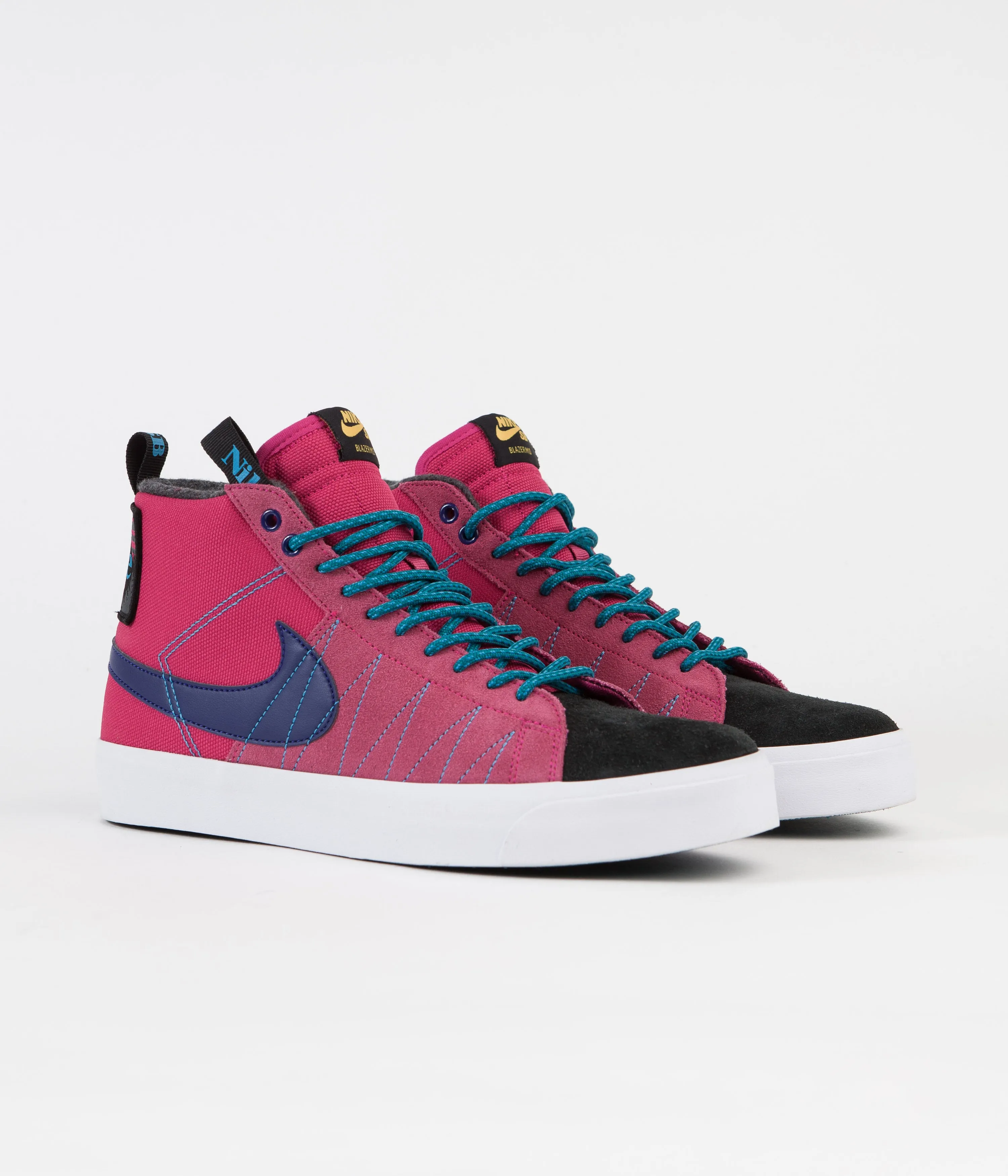 Nike SB Blazer Mid Premium Shoes - Rush Pink / Deep Royal Blue - Laser Blue