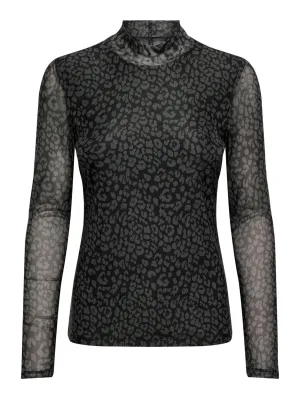 Onlerica L/s High Neck Top Jrs - Zwart Dessin