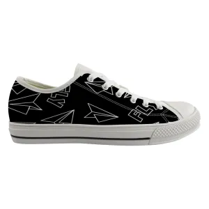 Paper Airplane & Fly Black Designed Canvas Shoes (Men)