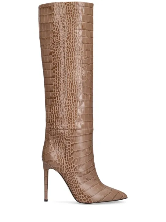 Paris Texas   105mm Croc embossed leather tall boots 