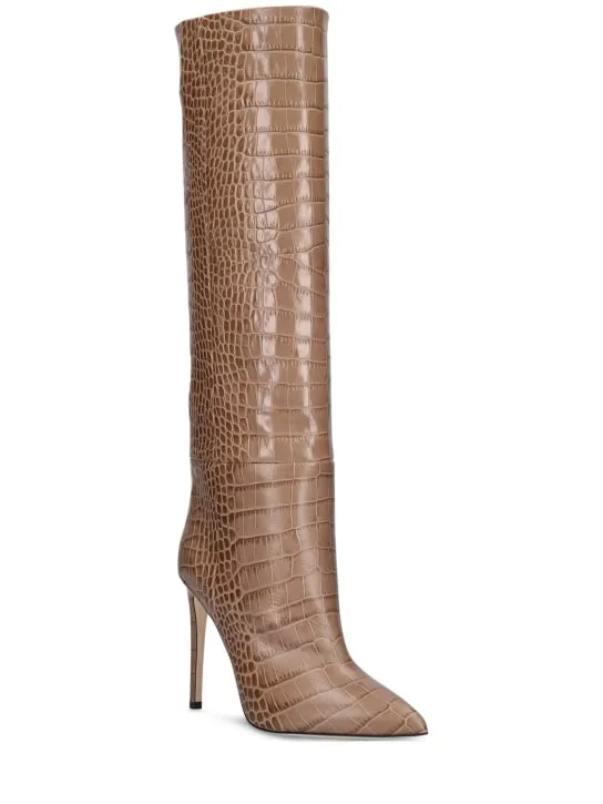 Paris Texas   105mm Croc embossed leather tall boots 