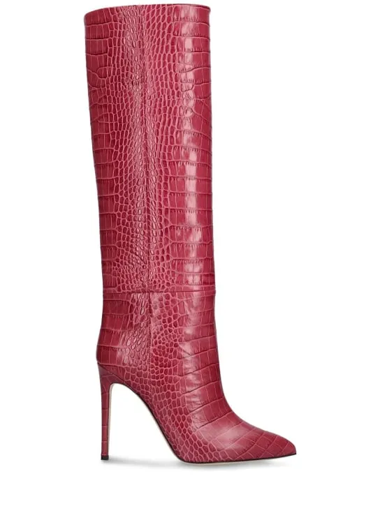 Paris Texas   105mm Croc embossed leather tall boots 