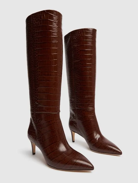 Paris Texas   60mm Stiletto croc embossed boots 