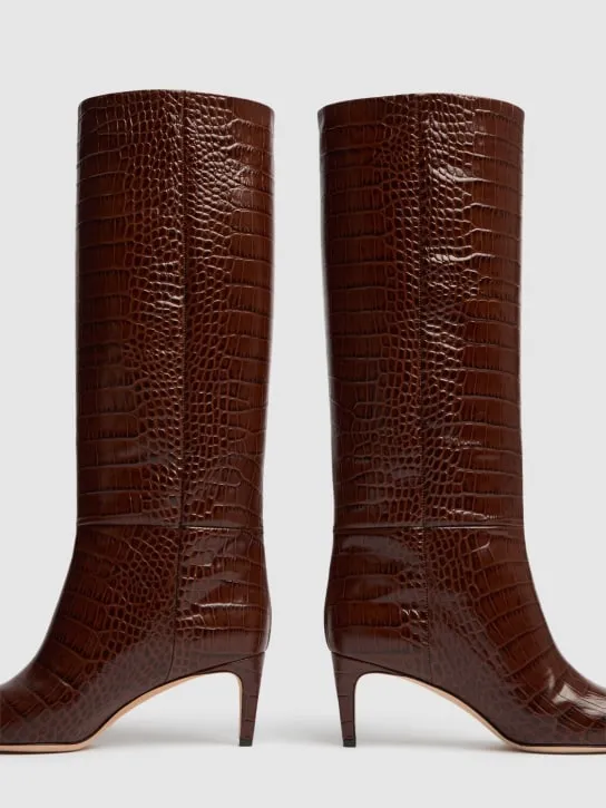 Paris Texas   60mm Stiletto croc embossed boots 