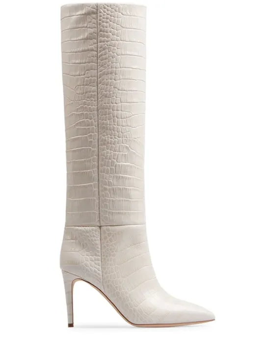 Paris Texas   85mm Stiletto croc embossed boots 