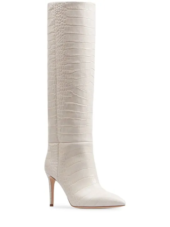 Paris Texas   85mm Stiletto croc embossed boots 