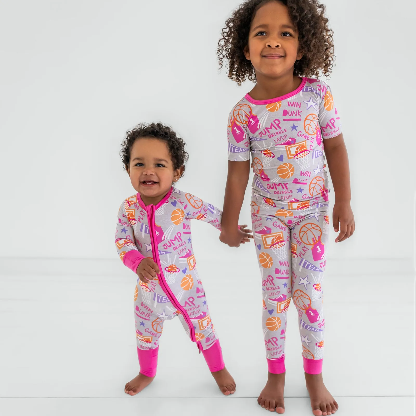 Pink Slam Dunk Two-Piece Short Sleeve Pajama Set