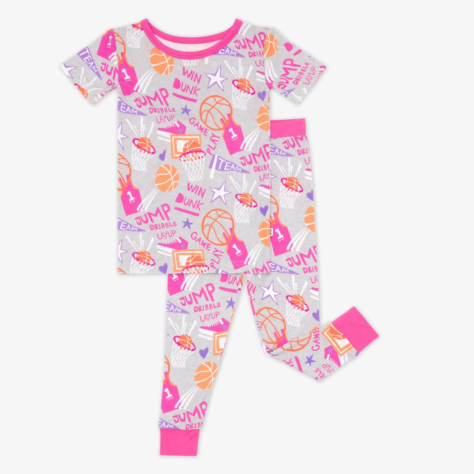 Pink Slam Dunk Two-Piece Short Sleeve Pajama Set