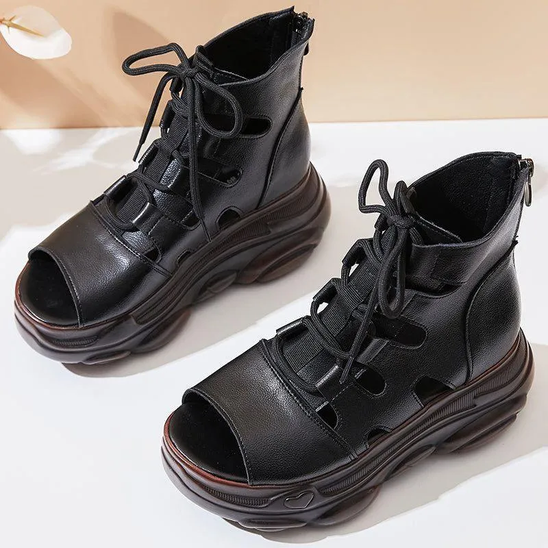 Platform Sandals Women's Casual Shoes GRCL0308 Handmade Ankle Boots