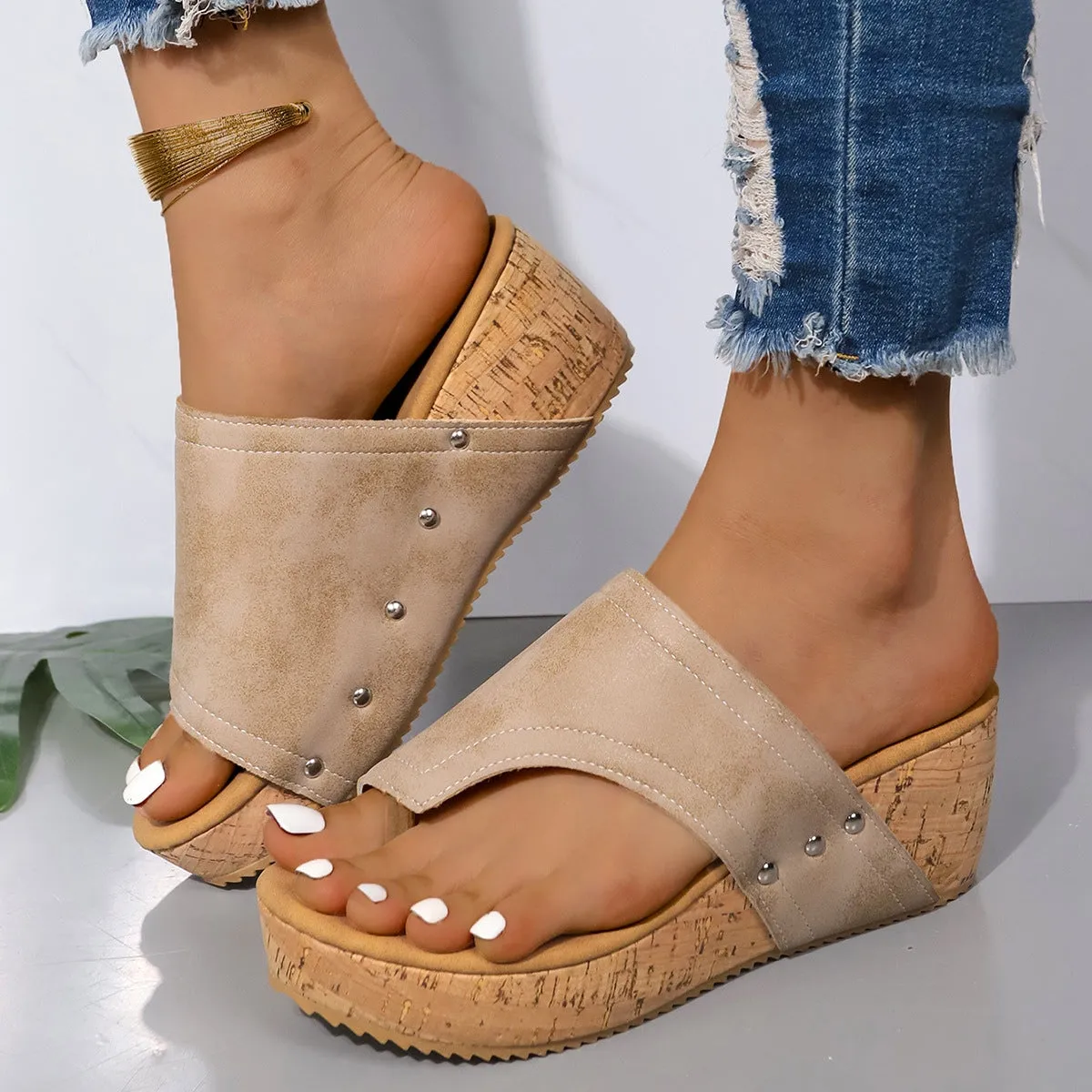 PRE-ORDER: PU Leather Wedge Sandals