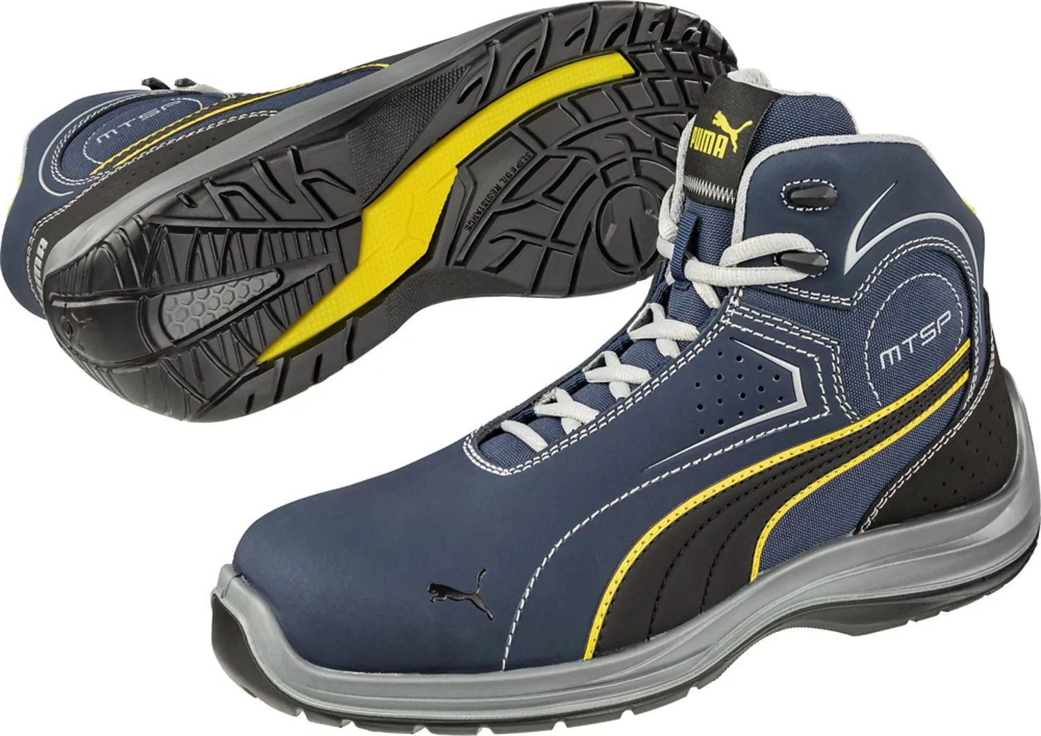 Puma Safety Blue Mens Leather Touring Mid Moto CT Lace-Up Work Boots