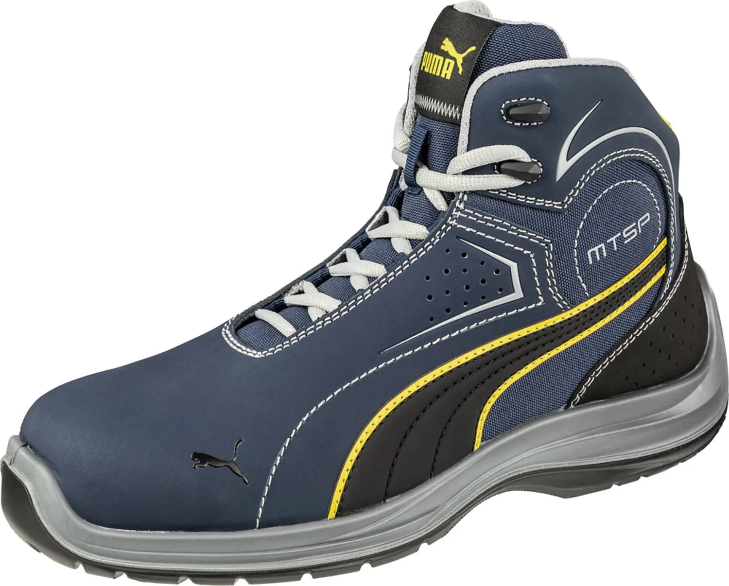 Puma Safety Blue Mens Leather Touring Mid Moto CT Lace-Up Work Boots